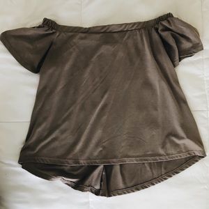 Mocha off the shoulder top